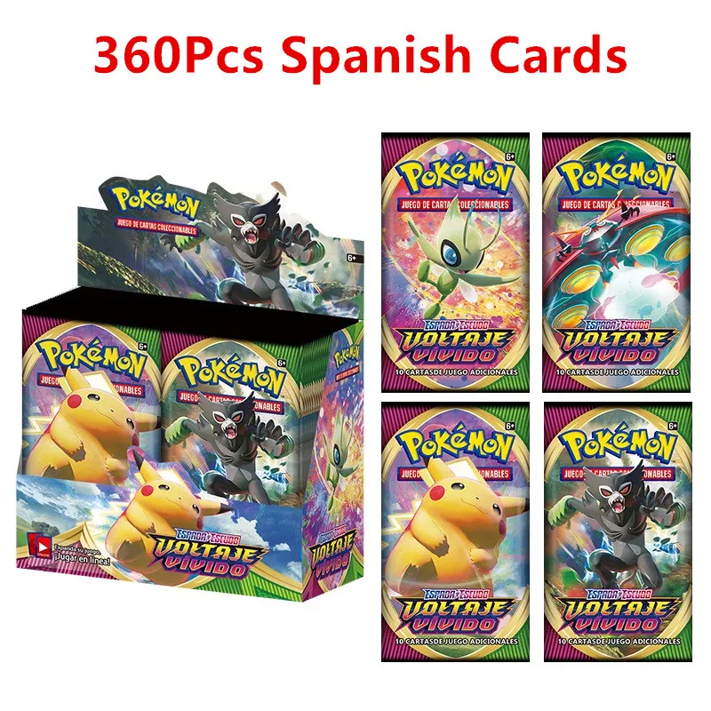 

New Spanish Version 360Pcs Pokemon Card Vivid Voltage Sword&Shield TCG Series Booster Box 36Bag Collection Trading Card Game Toy