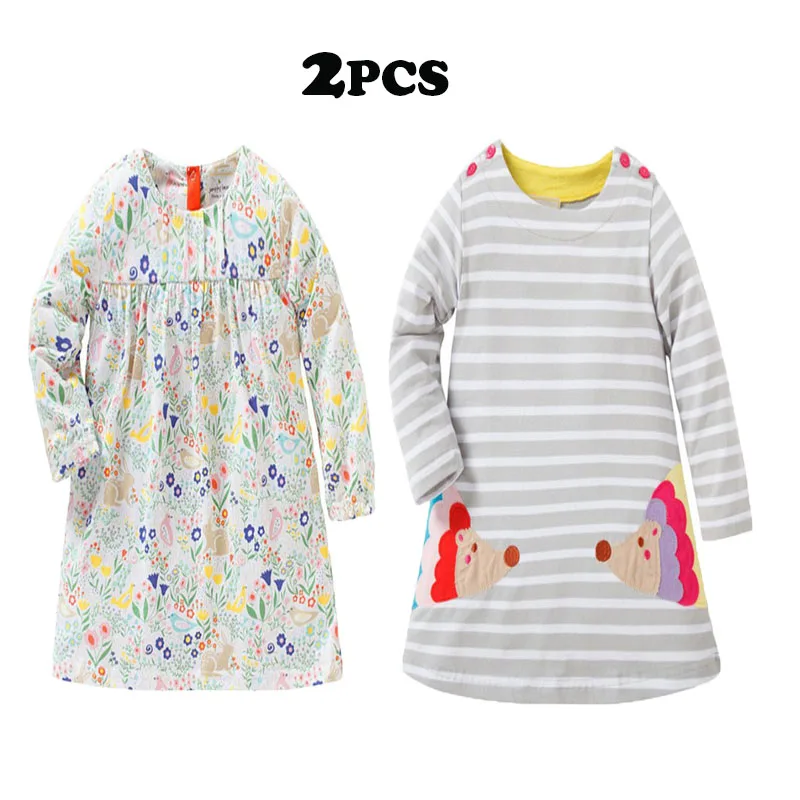 Jumping New Brand Long Sleeve Dresses Floral 100% Cotton Baby Clothes for Autumn Winter Girl Party Birthday Gift Costume | Детская