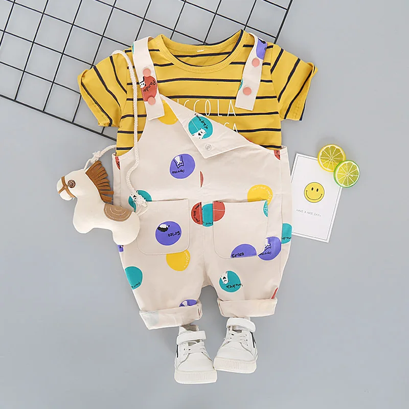 Модная детская одежда комбинезон для маленьких девочек и мальчиков комплект