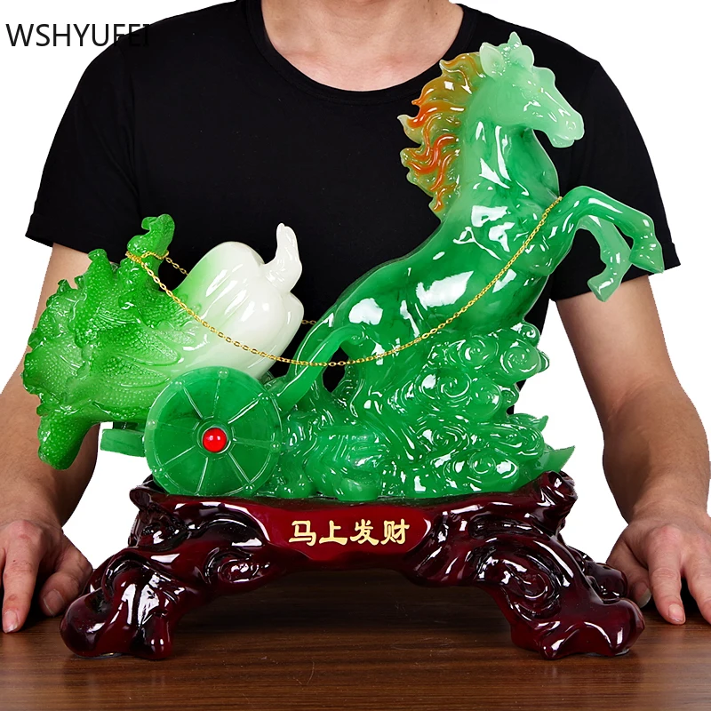 Китайская статуя лошади из смолы украшения скульптура УДАЧИ Ремесла Декор для