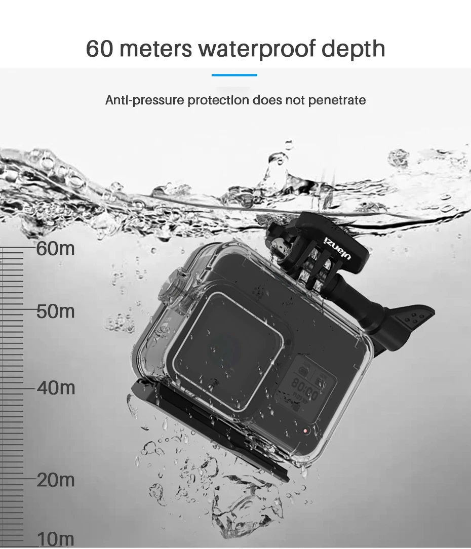 Ulanzi G8-1 чехол для дайвинга водонепроницаемый 60 м чехол для дайвинга для плавания для Gopro черный 8 адаптер для микрофона для Gopro