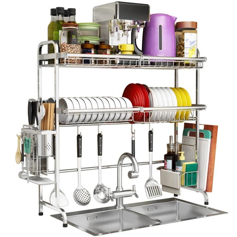 Подвесная сушилка для посуды из нержавеющей стали 304 полка слива кухонные полки