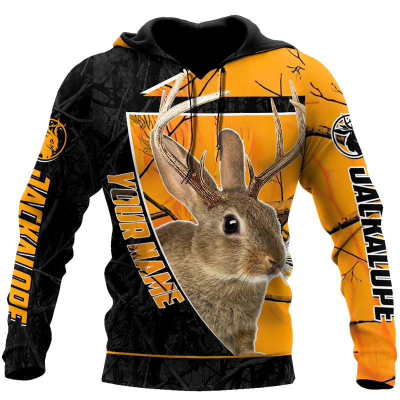 

Fashion autumn winter Sweatshirt Lovely antler rabbit 3D print Unisex casual Zip Hoodie original street style Hoodie