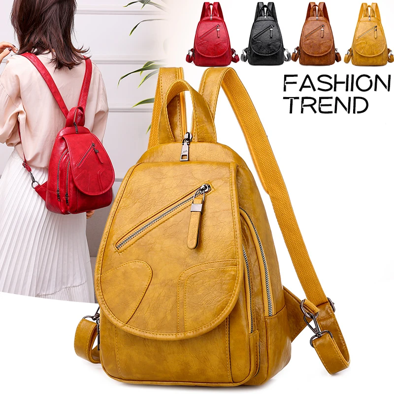 3 в 1 из мягкой кожи Для женщин рюкзак Повседневное однотонные школьные рюкзаки