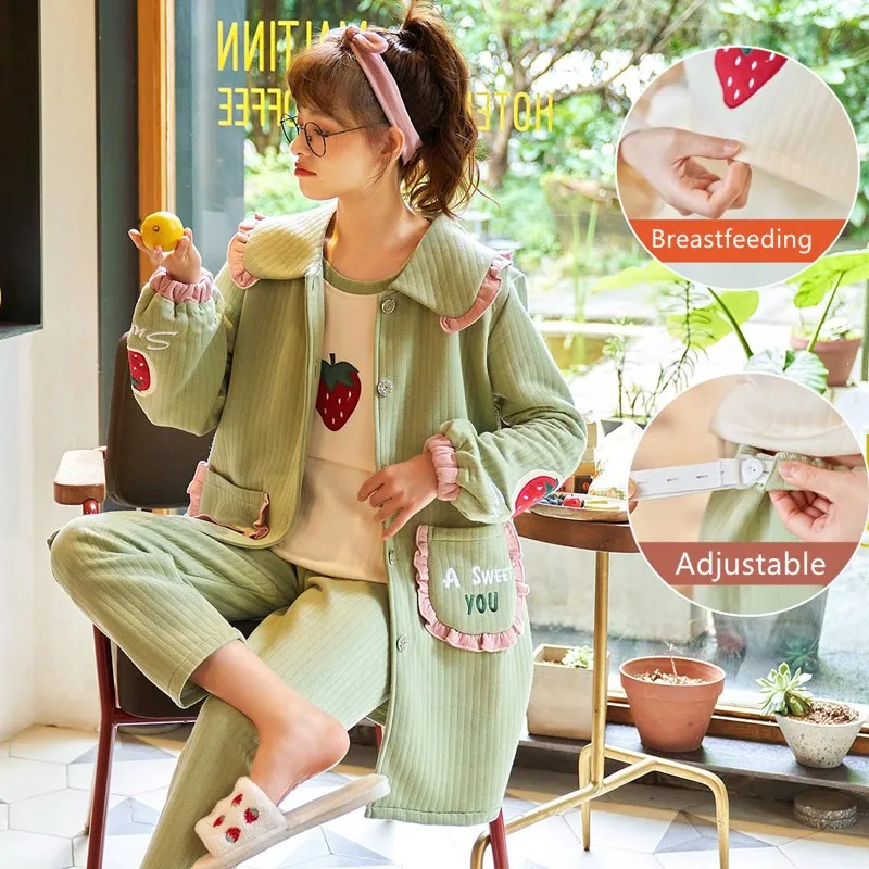 3 шт./компл. пижама для беременных одежда кормления модная Золотая Бархатная