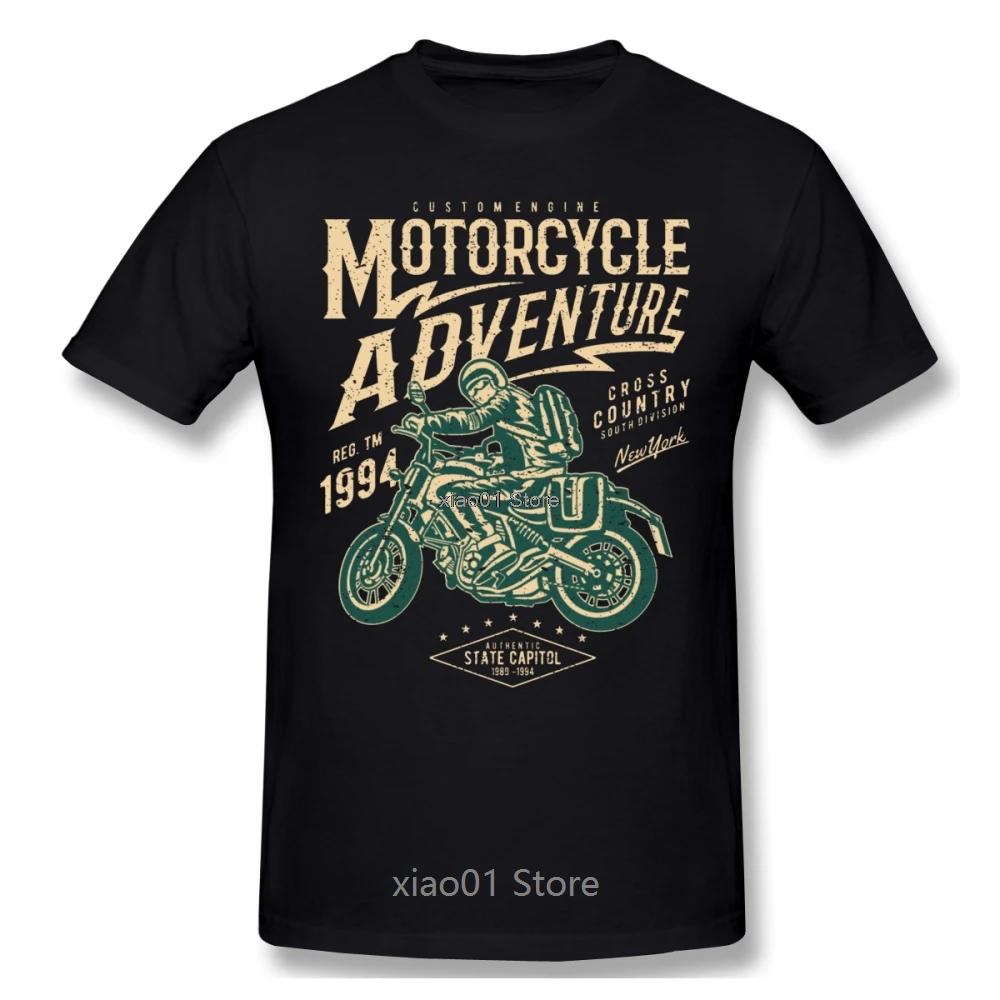 

Motorcycle Adventure Vintage Motor Men T Shirt Popular Couples Plus Size Cotton Short Sleeve Men T Shirt