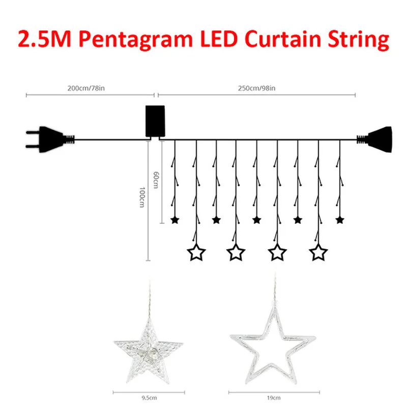 Шторы гирлянды светодиодные светильник Фея Сосулька 2 5 м Звезда Рождественский
