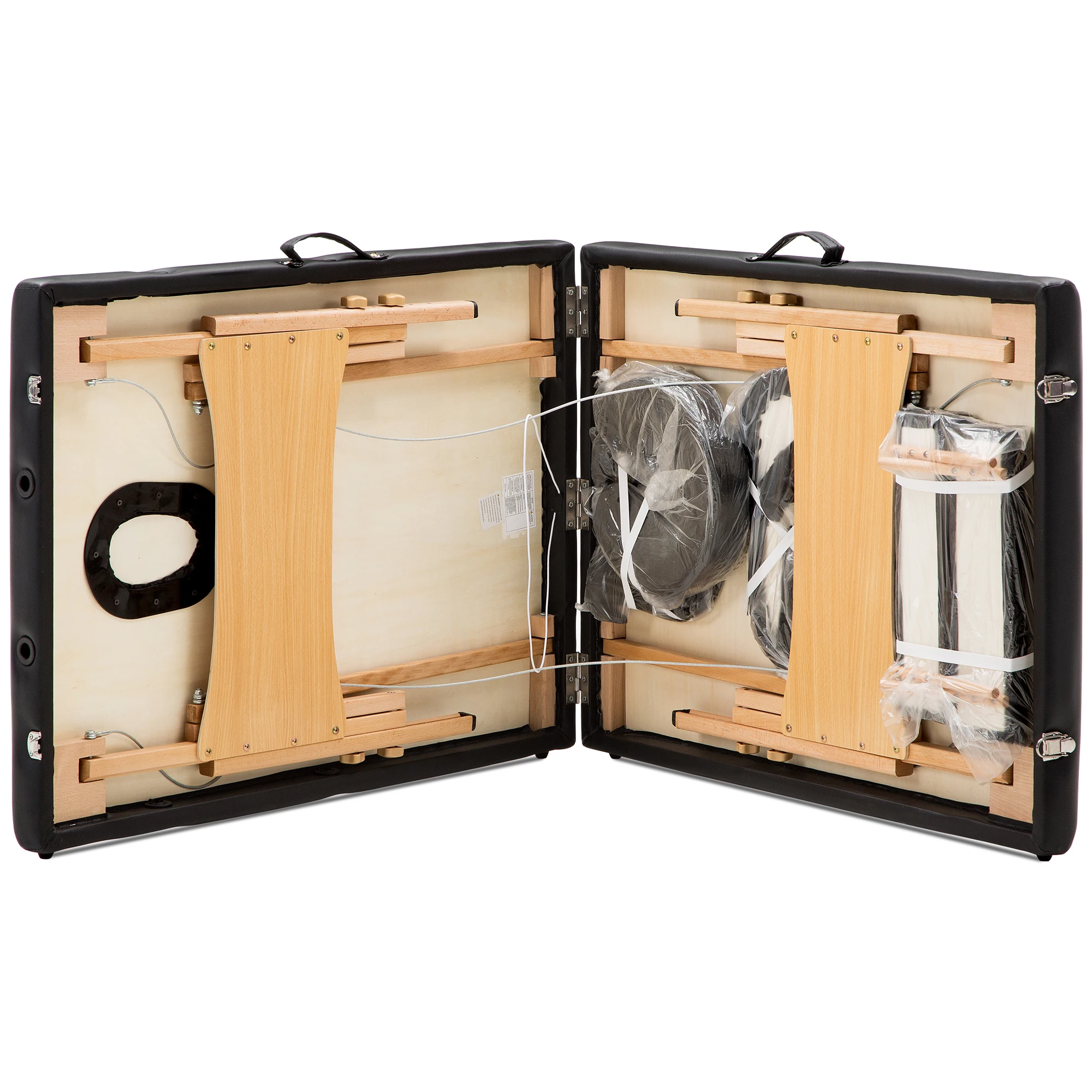 Черный портативный массажный стол бесплатно чехол деревянный 2 секции под прямым