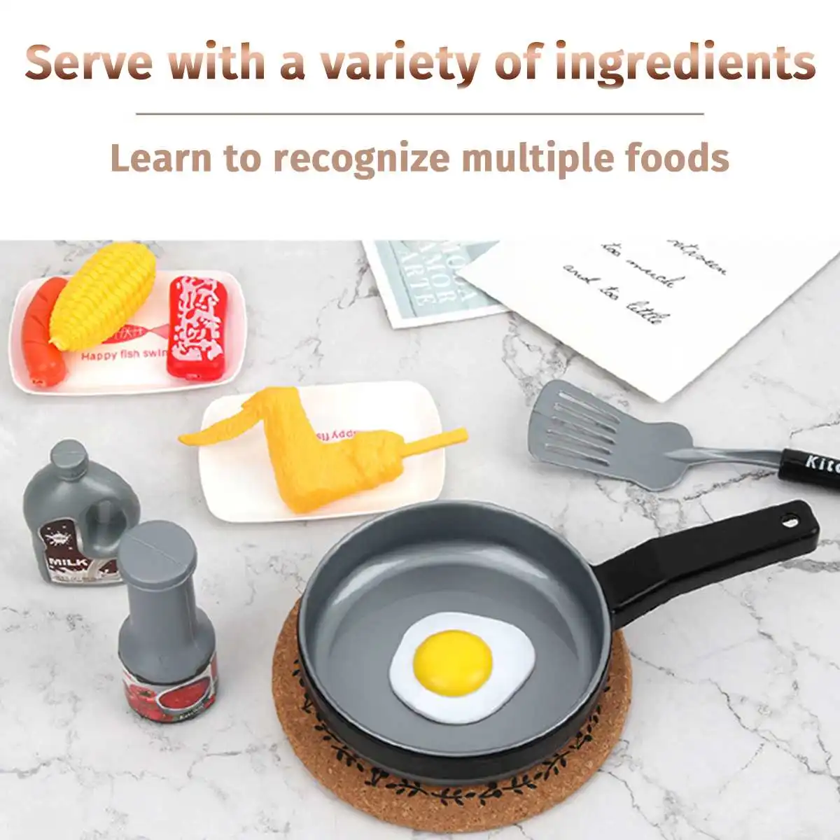 

24/36PCS Children Mini Kitchen Toy Cookware Pot Pan Kids Pretend Cook Play Toy Simulation Kitchen Toys With Light Sound Effect