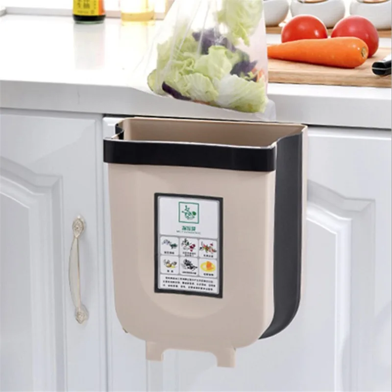 

Kitchen Folding Trash Can Car Recycle Bin Trash Bin Kitchen accessories Cabinet door hanging suspension Toilet trash can