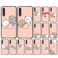 yndfcnb peach mochi cat cartoon phone case for huawei p30 40 20 10 8 9 lite pro plus psmart2019