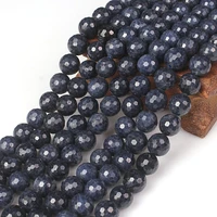 natural round sapphire 128cut gemstone loose beads 6 8 10 mm for necklace bracelet diy jewelry making