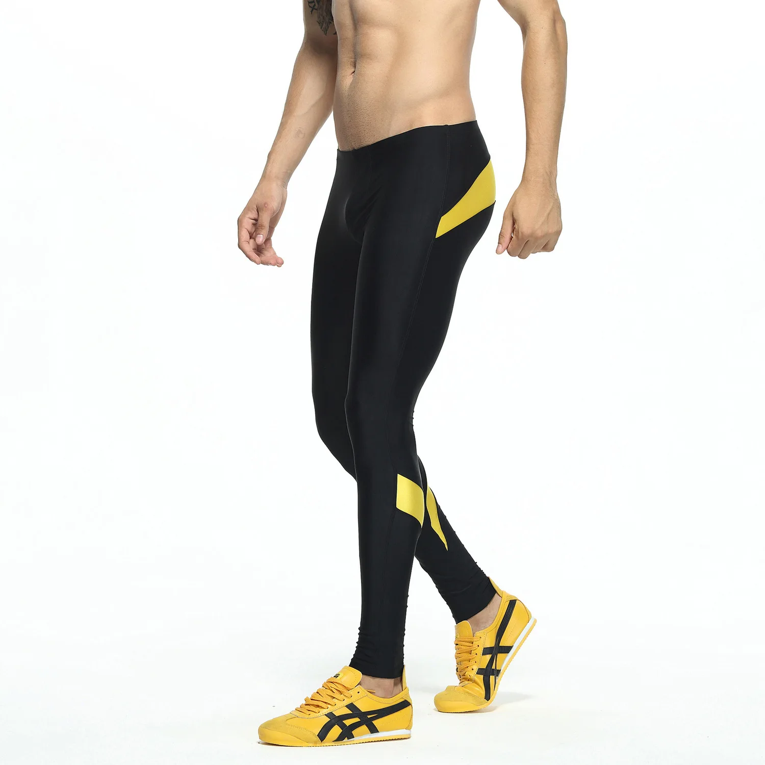 Мужские лосины для бега эластичные мужские спортивные Леггинсы спортивная