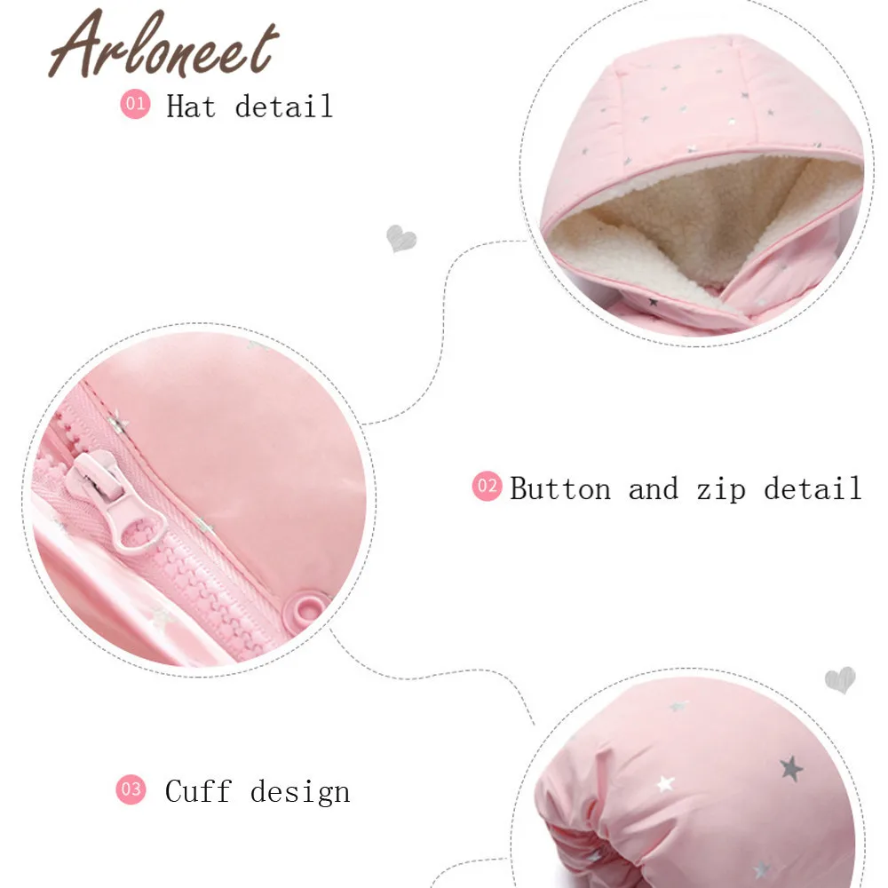 Детское пальто с рисунком ARLONEET зимнее толстое капюшоном и принтом в виде звезд