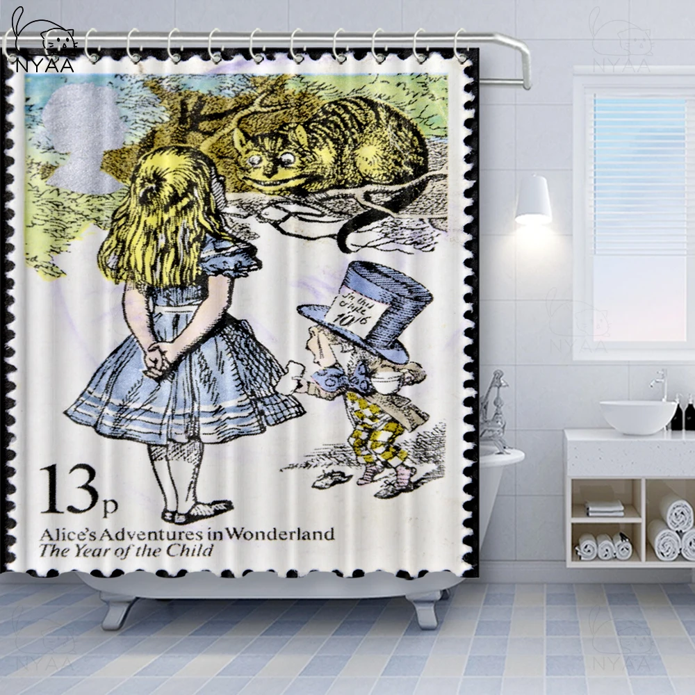 

Custom Alice in Wonderland Vintage Adventures Decorative Fabric Shower Curtain
