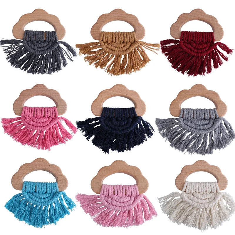 Детский деревянный Прорезыватель кольцо цветные хлопковые дерево Единорог