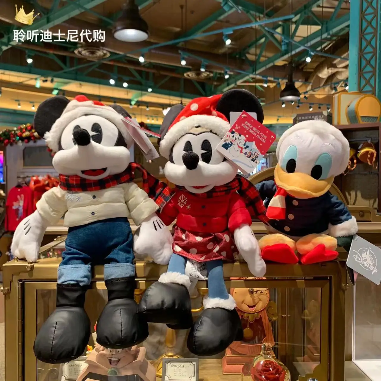 Оригинальная Рождественская плюшевая кукла Shanghai Disney Микки Минни Дональд
