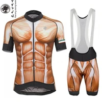summer mens short sleeve jerseys and 20d gel pad bib shorts suits muscle pattern ciclismo maillot small mesh fabric tyzvn suit