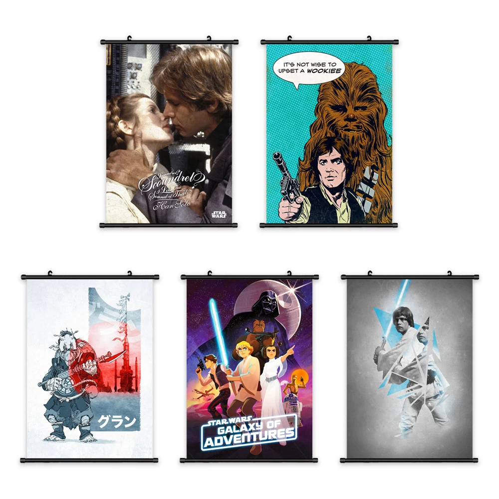 

Home Decor Print Fight Darth Vader Master Wall Art Poster Canvas Star Wars Pictures Plastic Scroll Hanging Painting Living Room