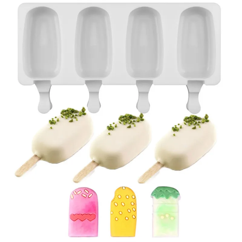 4 гнезда пресс формы силиконовые Морозильник Мороженое Плесень инструмент сока