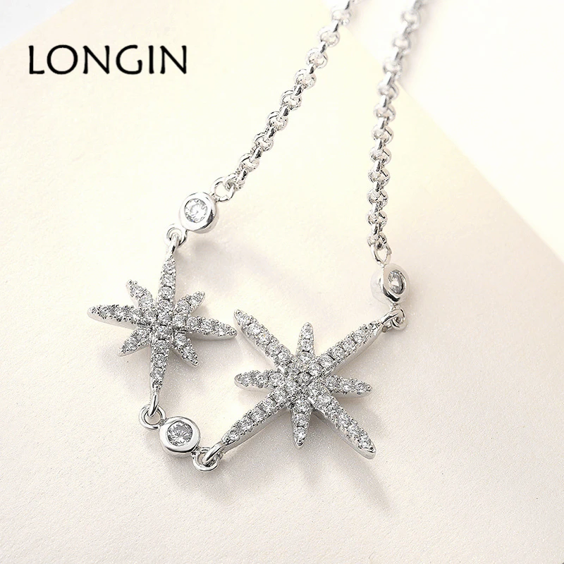 LONGIN в Корейском стиле Модные циркон Звезда серебряного цвета браслет творческий