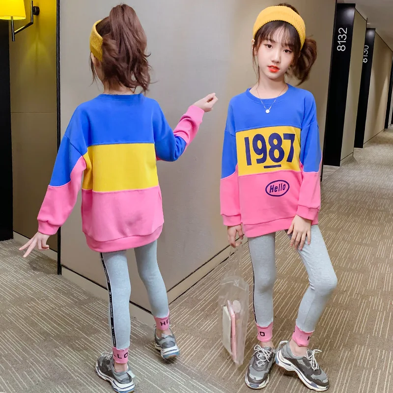 Дешевый детский костюм Модный хлопковый комплект из двух предметов с круглым