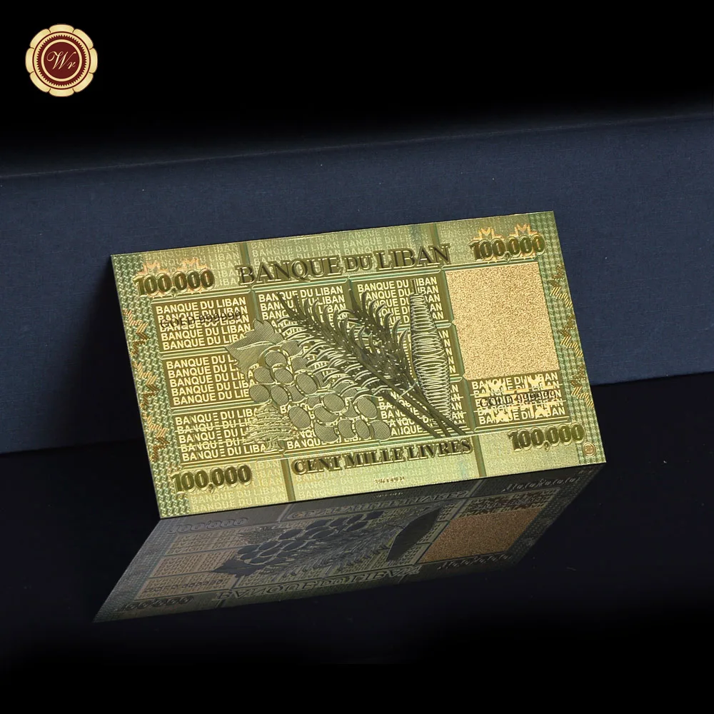 WR Золотая фольга бумага для банкнот фунт либана 100000 с Cos Frame Money World коллекция