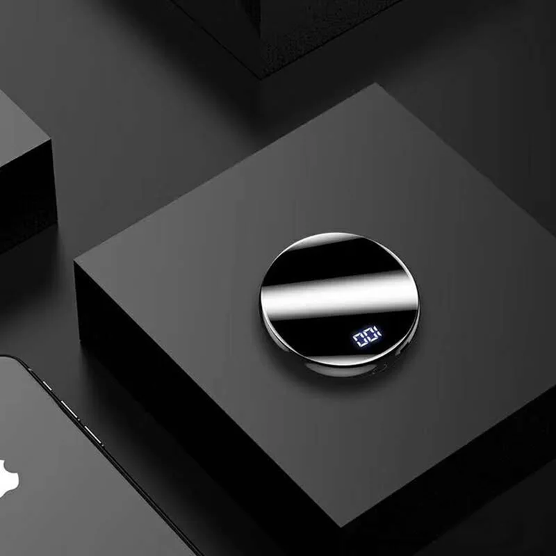 Black 10000mAh 10000 мАч Мини банк питания зеркальный дисплей светодиодной панели Внешний аккумулятор зарядное устройство банк питания для Xiaomi Iphone samsung huawei - Цвет: Black 10000mAh