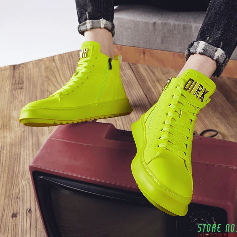Beli Sepatu Kasual Sneakers Atas Tinggi Pria Untuk Pria Berperedam Kejut Sepatu Kualitas Baik Sepatu Bot Pergelangan Kaki Pria Hijau Sejuk Sol Kokoh
