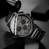 curren fashion casual quartz watches man sport branded wristwatches with chronograph stainless steel band black male clock
