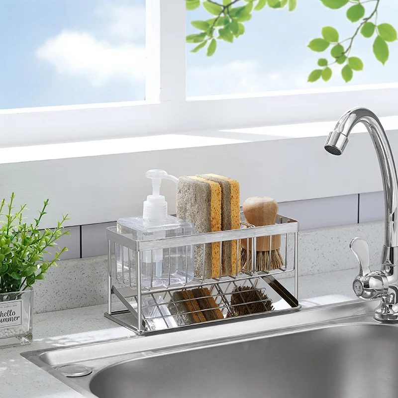 

Home Sink Shelf Kitchen Sinks Organizer Soap Sponge Holder Sink Drain Rack Storage Basket Bathroom Kitchen Gadgets Accessories