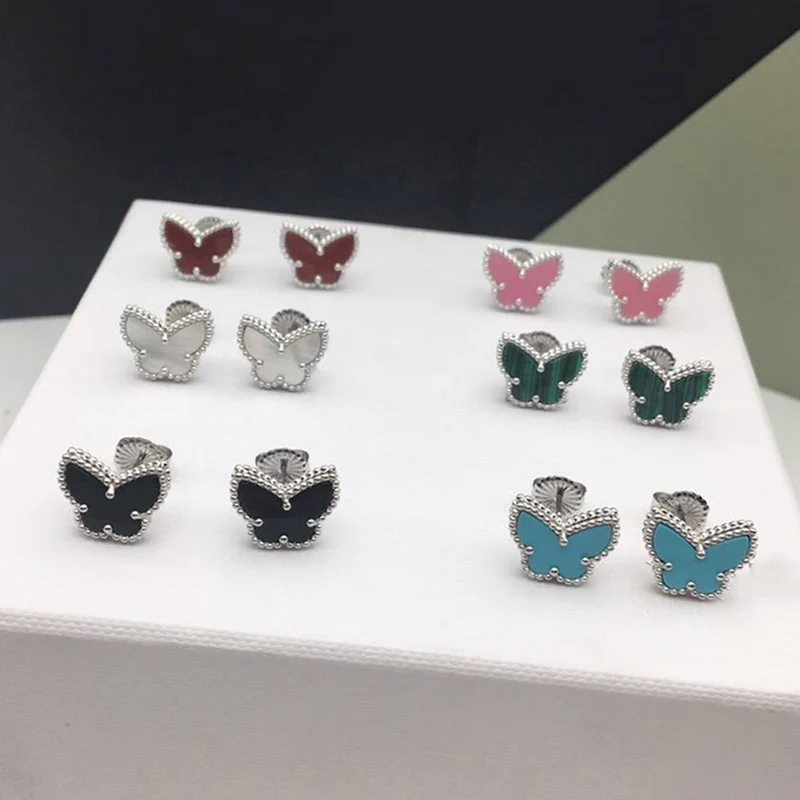 Platinum Earrings Брендовые ювелирные изделия из чистого 925 пробы серебра для женщин, серьги золотого цвета, дизайнерские свадебные серьги в виде бабочки, ожерелье, браслет - Окраска металла: Platinum Earrings