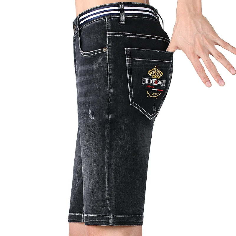 Джинсовые шорты мужские стрейчевые модные тонкие мягкие хлопковые короткие