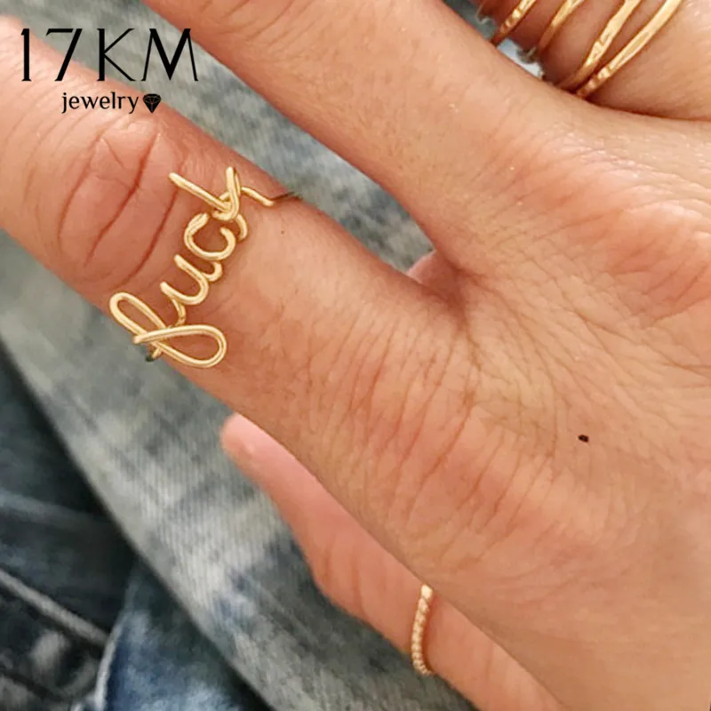 17км винтажные парные золотые кольца с буквами для женщин и девушек модное