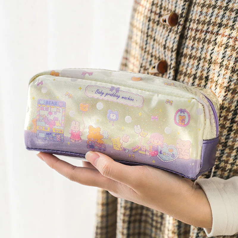 

1 шт., вместительная мультяшная сумка для карандашей из ПВХ и кожи