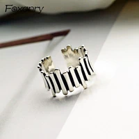 foxanry creative 925 stamp rings for women couples vintage irregular handmade anillos jewelry party accessories gifts