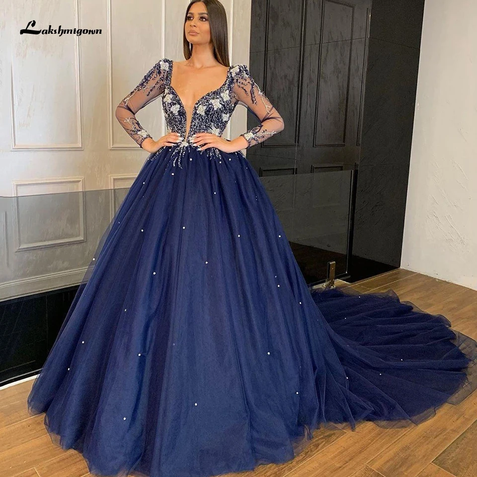 Роскошные африканские вечерние платья из бисера Дубаи с длинным рукавом темно