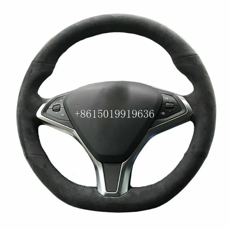 

Customized Black Suede Car Steering Wheel Cover For Tesla Model S Model X