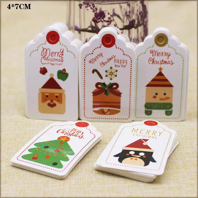 100tag 7*4 см белые Снеговики Подарочные Метки DIY веселая Рождественская бирка для