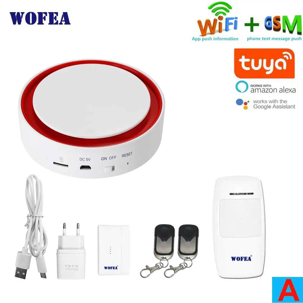 Армейский зеленый Wofea Tuya Wifi GSM вспышка стробоскоп охранная сигнализация 110 дБ звук и светильник SMS автоматический набор приложение push работа с alexa google home - Цвет: Армейский зеленый