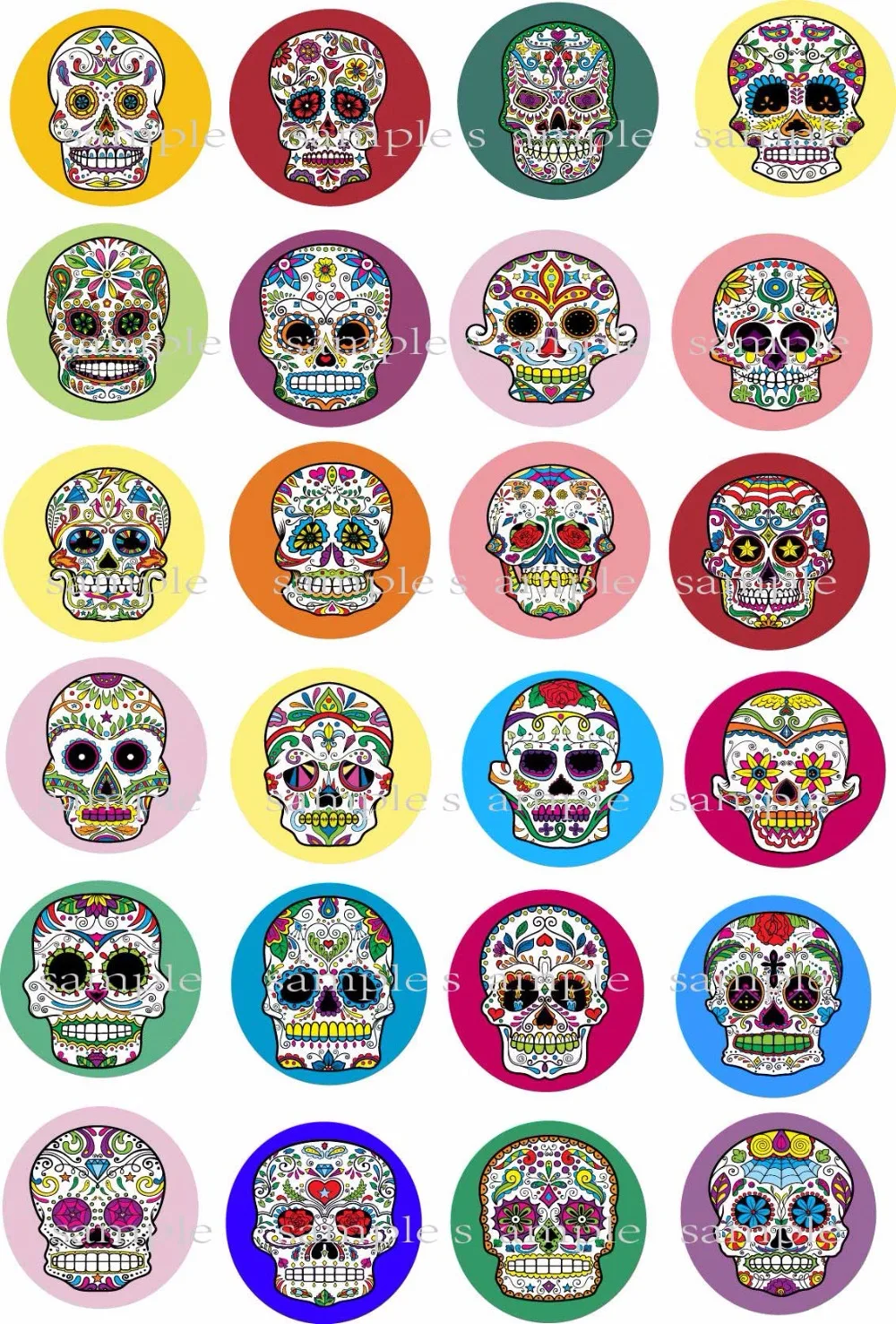 24 мексиканский сахарный череп съедобный торт Топпер вафель рисовая бумага кекс