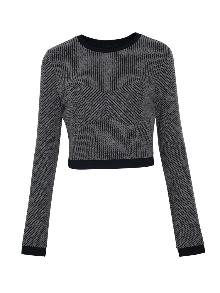 

Grey Bodycon Woman Tops Sweater Pullover 2020 Autumn Winter Woman Clothes Designer Luxury Streetwear