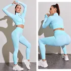 Женский комплект для йоги, спортивный костюм, женская одежда, бесшовная Спортивная одежда для тренажерного зала и бега, спортивный бюстгальтер, топ для йоги, женский спортивный костюм для фитнеса