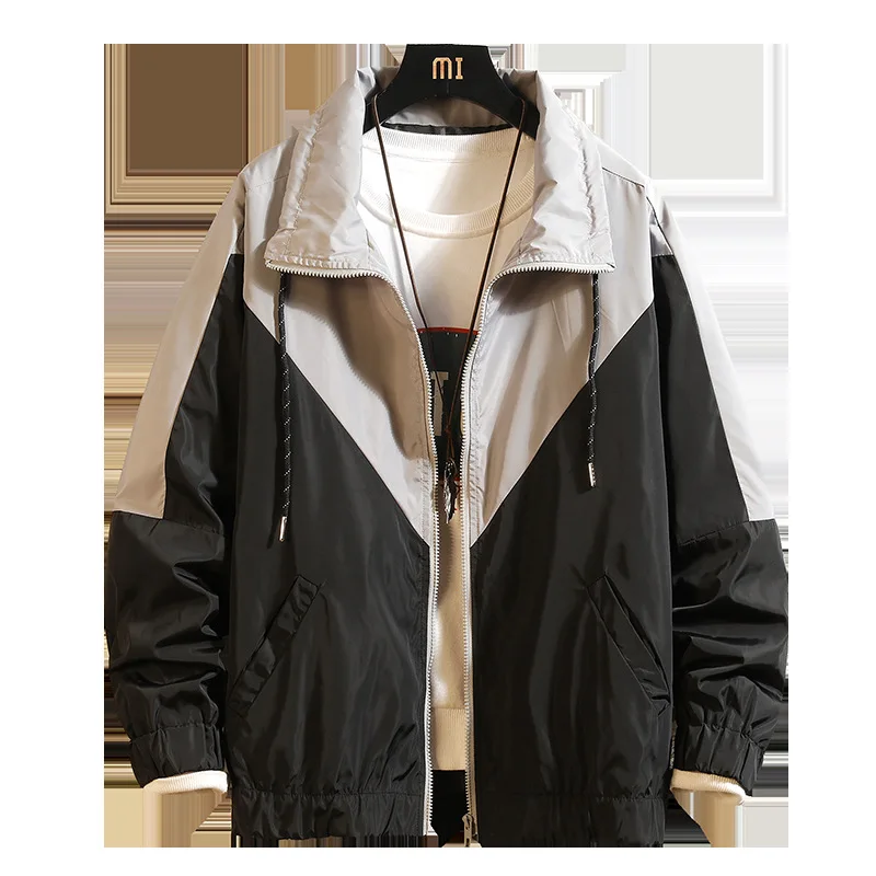 

New spring 2021 men's leisure color matching jacket teenagers splicing thin jacket