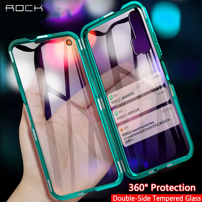 Магнитный чехол Rock Metal для huawei Honor 20 9X Pro 20i двусторонний из закаленного стекла 9 H 10