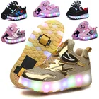 Кроссовки на роликах, светодиодная обувь с двумя колесами, для детей и девочек, мальчиков, светящиеся, с подсветкой