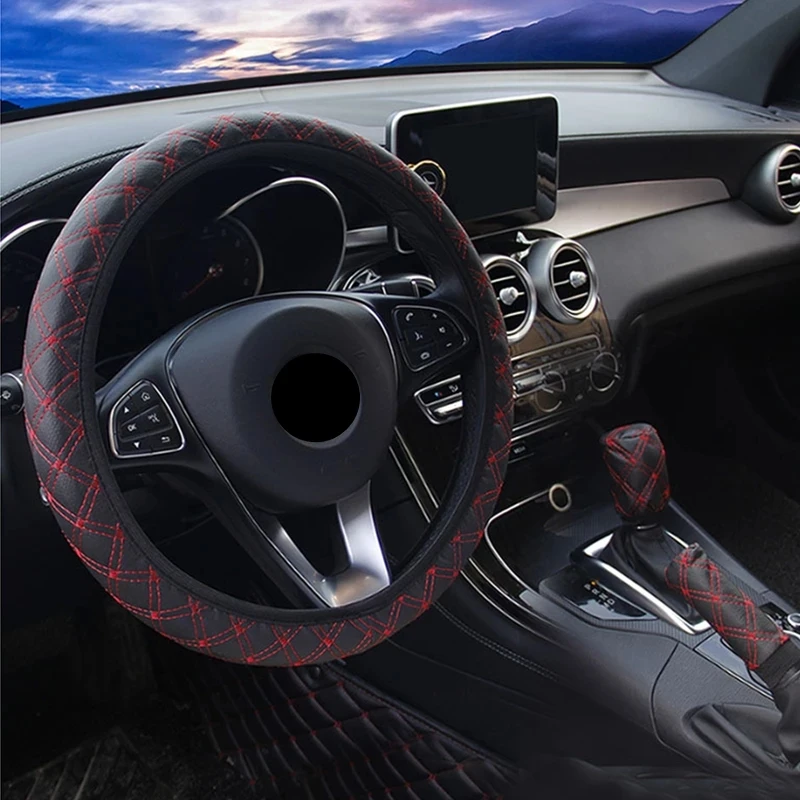 

1pc Car Steering Wheel Cover Accessories Interior Leather Cubre Volante Deportivo Pokrowiec Na Kierownice Universal Coprivolante