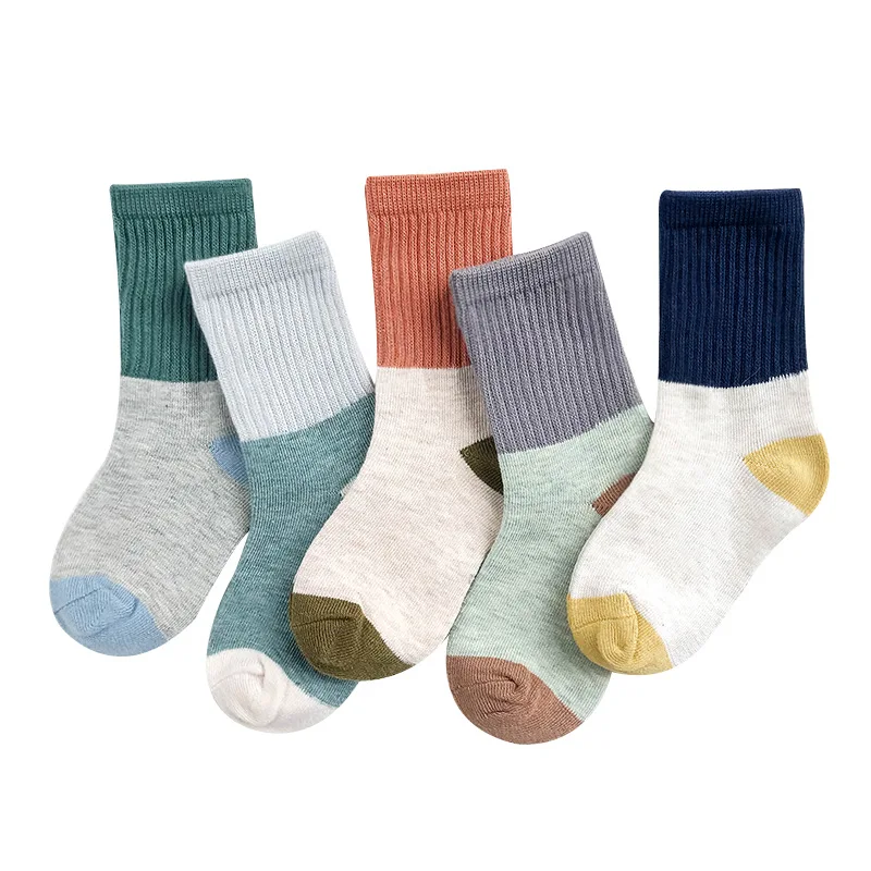 

Baby Lotus 5 Pairs/lot New Soft Cotton Boys Girls Socks Cute Patchwork Kids Socks Autumn Winter Warm Socks For Children Gifts