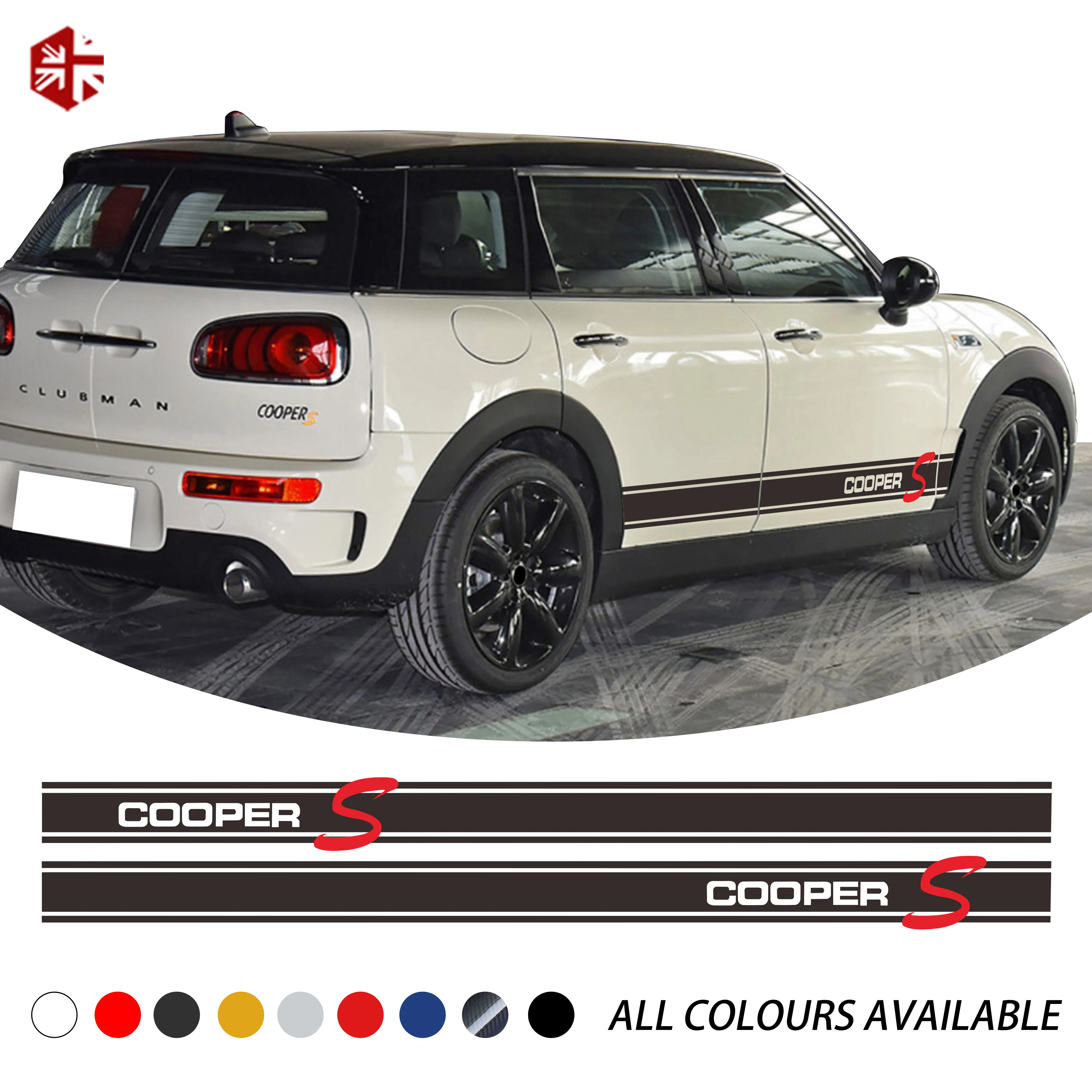 2 шт. наклейка на дверь с полосками сбоку и юбкой Cooper S стильная графика виниловая