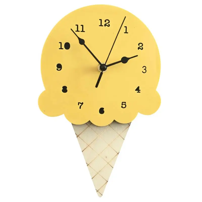 Бесшумные настенные часы в форме мороженого декоративные деревянные на